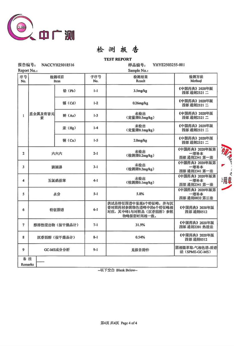 沉香片检测报告 4